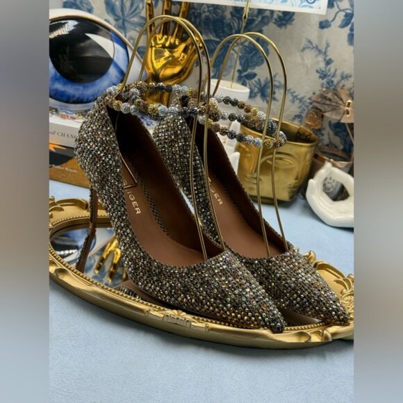 🆕 KURT GEIGER LONDON 🧿 NWOB Embellished Belgravia Jewel Pumps, Beige Combo Sz7 - Picture 12 of 15